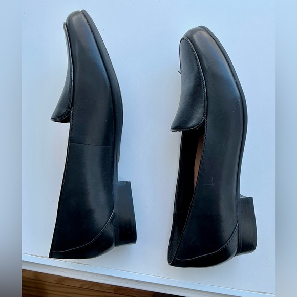 Classic 100% Black Leather Loafers Unstructured Clarks  Arch Support NWOT - Picture 6 of 11